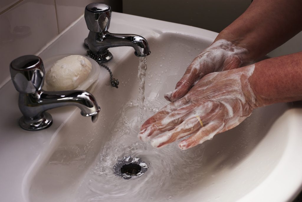 Man wash his hands